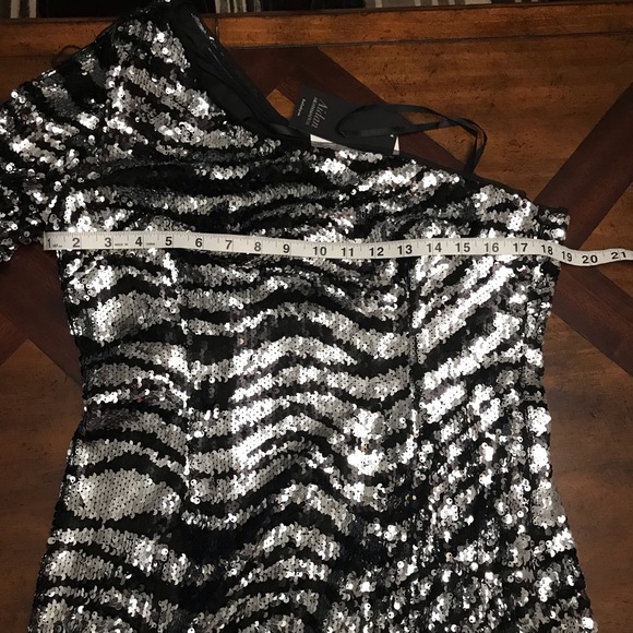 Aidan by Aidan Mattox
One-Shoulder Zebra Sequin Mini Dress - Picture 11 of 11